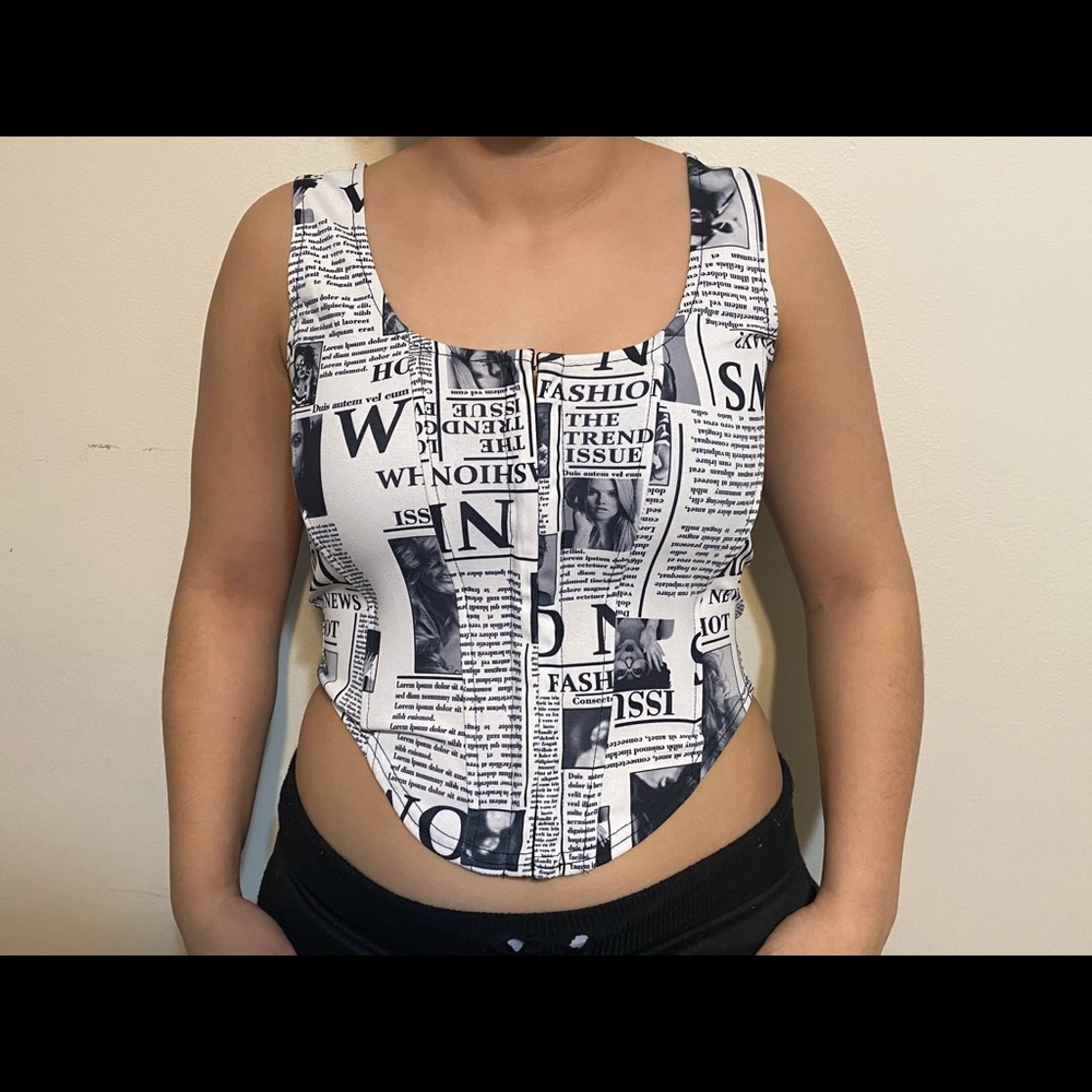 Newspaper style crop top